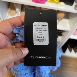 Fashion Nova Blue Tube Maxi Dress